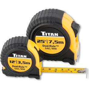 Conjunto de fita métrica Titan 10903 de 3,6 m e 7,6 m com régua dupla