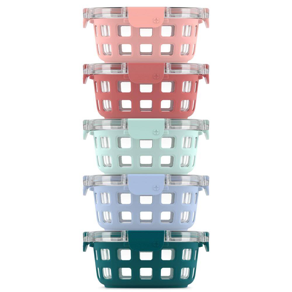 Recipiente de vidro para armazenamento de alimentos Ello Duraglass 800mL, pacote com 5
