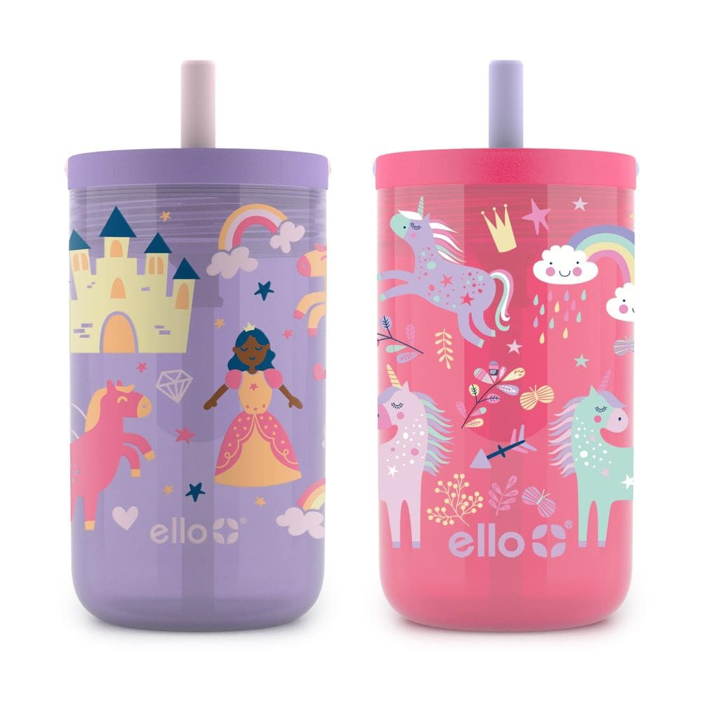Conjunto de copos Ello Bop, pacote com 2 unidades, 350 ml para crianças, com alça de transporte, sem BPA