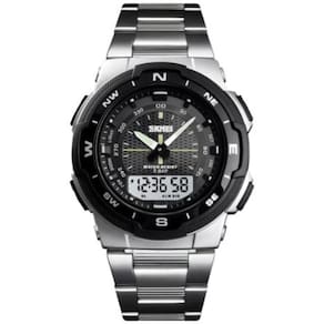 Relogio Masculino SKMEI Analogico Digital 39mm Correia Aço Prata