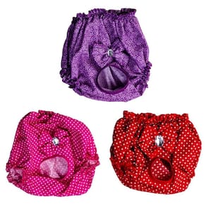 Calcinhas de Cachorro Tricoline Rosa/Verm/Lilás P