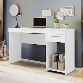 Mesa de Escritorio e Notebook Branca