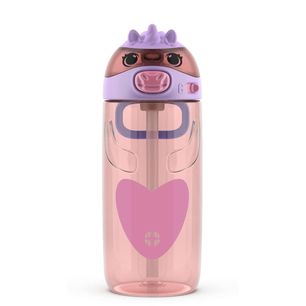 Garrafa de água Ello Ellies Plastic Kids 473 ml com Straw Unicorn