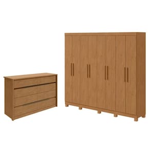 Guarda Roupa Casal Andara Soft com Pés e Cômoda Gaveteiro Urban Amêndoa Clean – Lopas