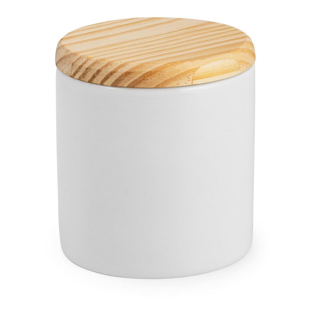 Porta Cotonete Porcelana Com Tampa De Madeira Pote De Louça