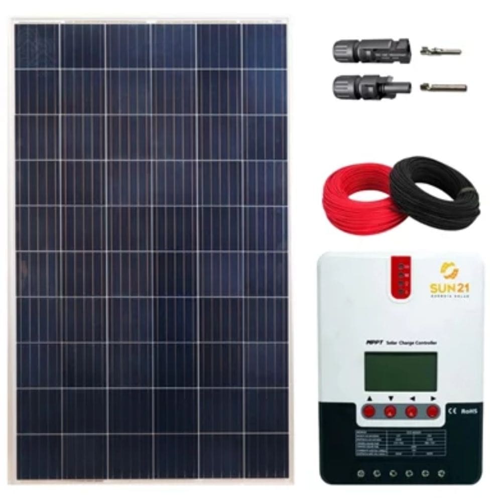 Kit Painel Solar 280W com Controlador 20A MPPT Cabo e Conector