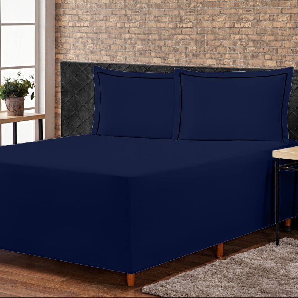 Jogo de Lençol Conjugado para Cama Box CASAL Versatile com Fronhas 03 Peças - Capa Luva Percal 300 Fios Toque Acetinado
