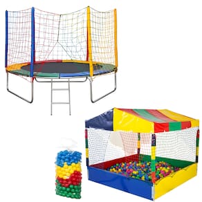 Kit Cama Elástica 2,44m Piscina de Bolinhas 1,50m c/ 500 Bolinhas