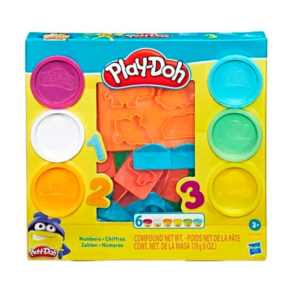 Massa de Modelar Playdoh Conjunto de Números com 6 Potes