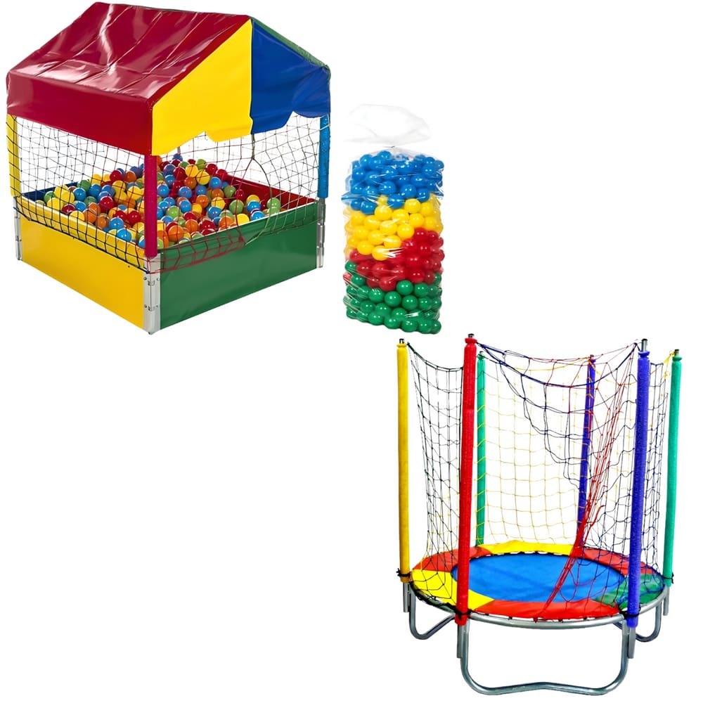 Kit Cama Elástica 1,40m Piscina de Bolinhas 1,00m c/ 500 Bolinhas