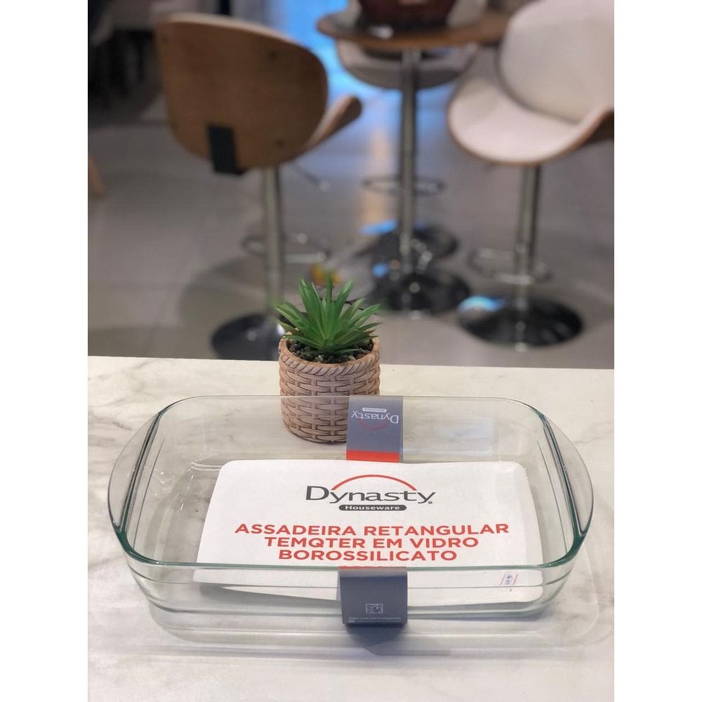 Assadeira retangular Temqter em vidro borossilicato 4,5L