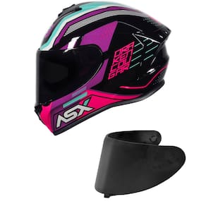 Capacete ASX Draken Cougar Preto e Rosa Mais Viseira Fumê