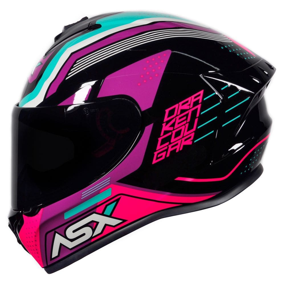 Capacete ASX Draken Cougar Preto e Rosa