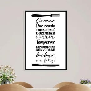 Quadro Espaço Gourmet Comer Beber Sorrir 45X34 Madeira Preta