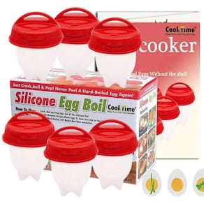 Kit 6 Copos Silicone Ovos Cozido Fogão Duro Cozinha Copo Ovo