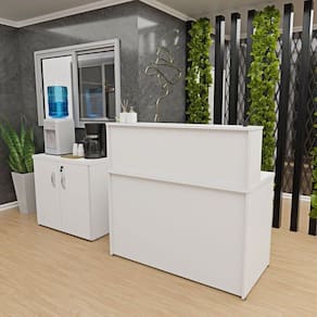 Conjunto Armário Baixo Balcão Atendimento Recepção Branco