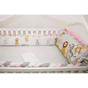 Kit Berço 10 Peças Modelo Americano Safari Rosa