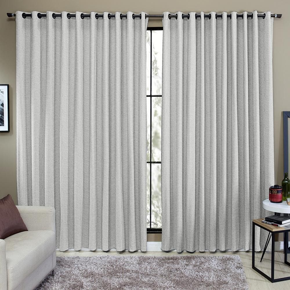Cortina Semi Blackout 6,00M X 2,70M Para Varão Simples Cinza