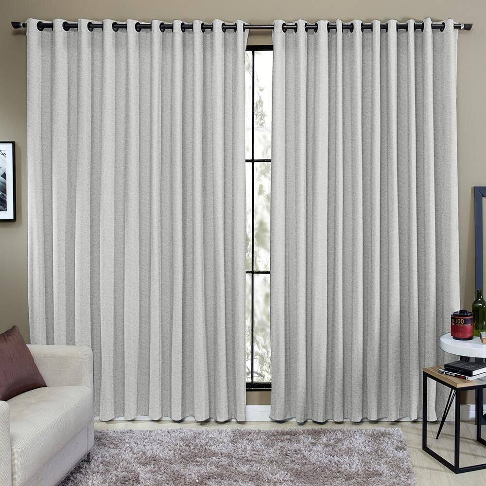 Cortina Semi Blackout 6,00M X 2,70M Para Varão Simples Cinza