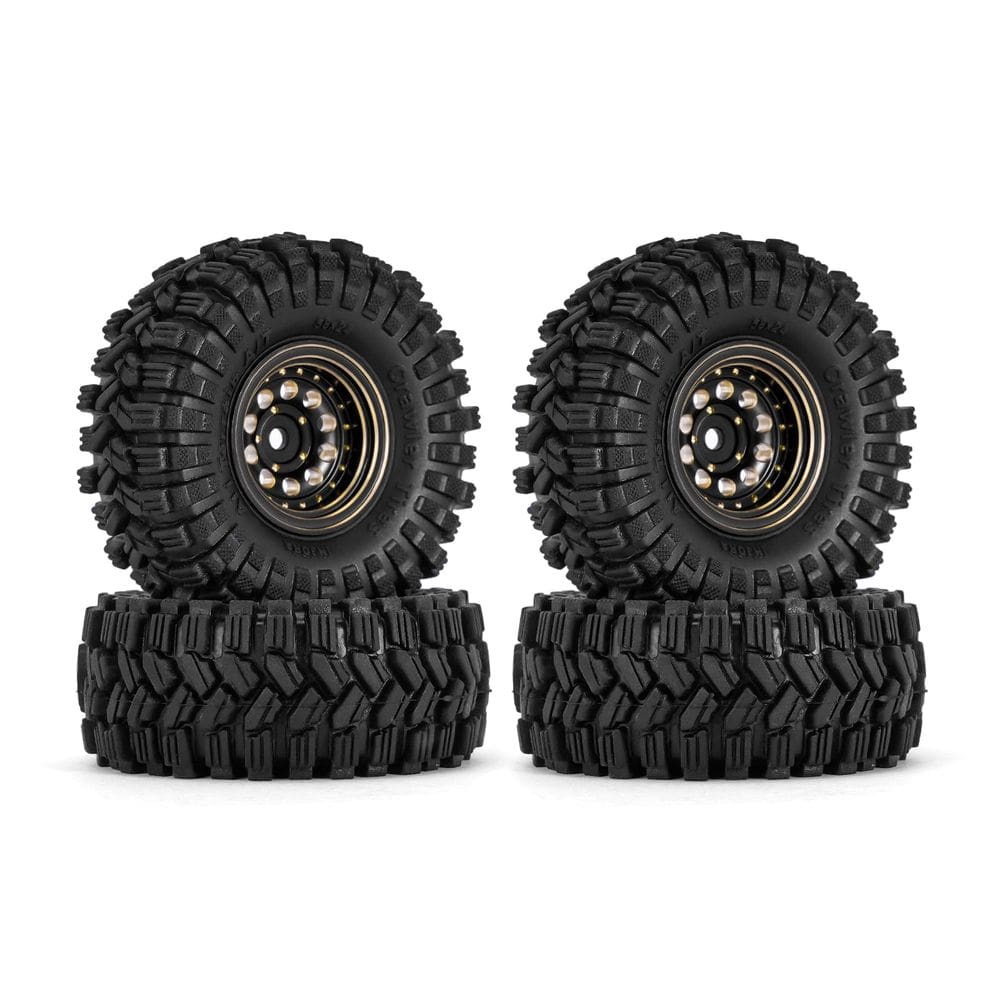 Conjunto de pneus de roda INJORA Black Coating Brass 1.0 para 1/24 1/18 RC