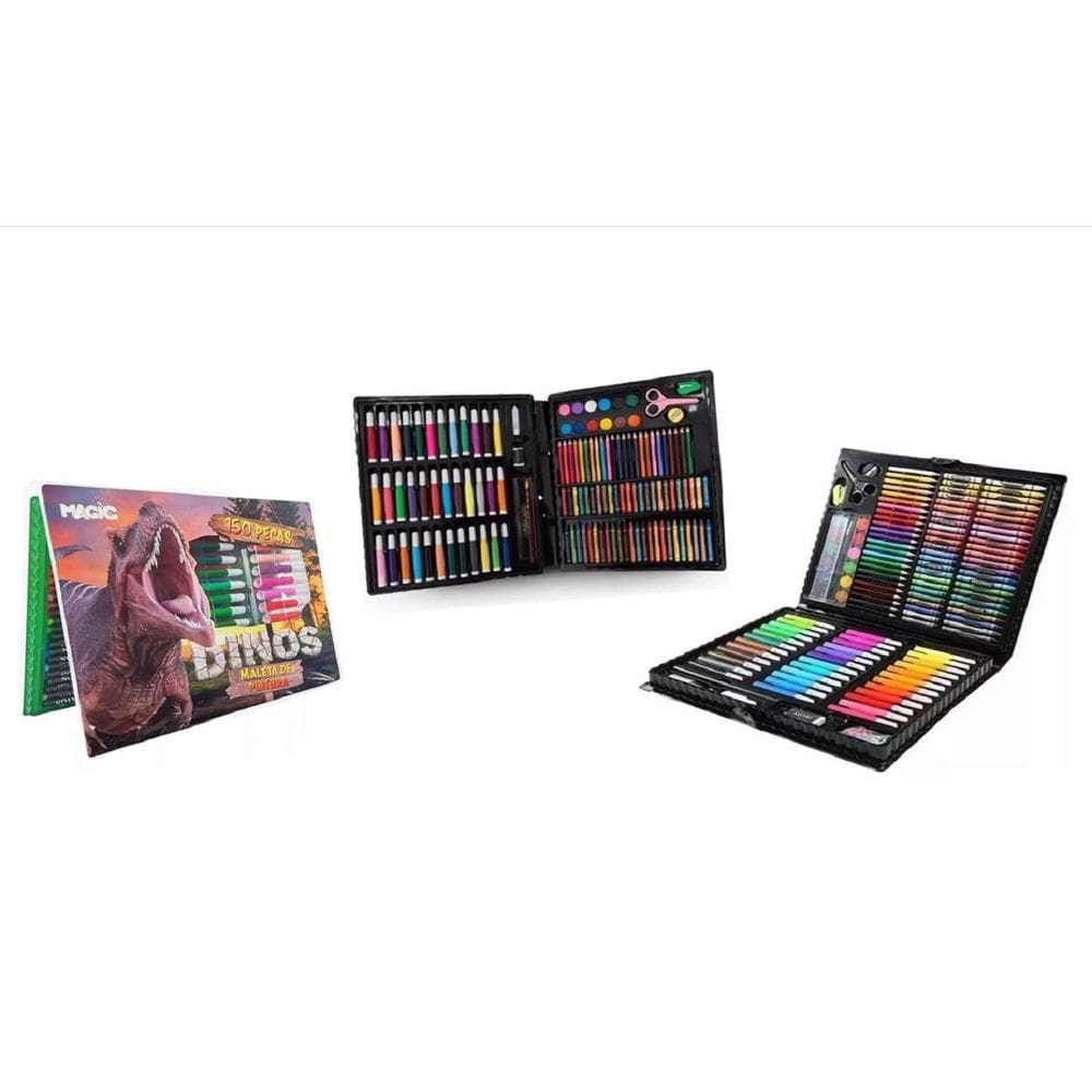 Maleta Pintura Teen Riscos Rabiscos 150 Peças Dinos - Magic