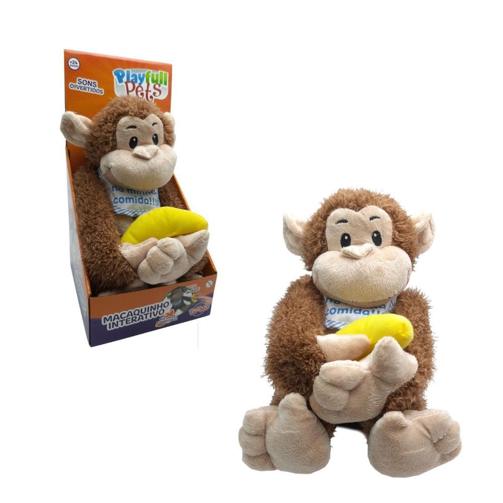Brinquedo Macaquinho Interativo Infantil Macio Pelúcia Som