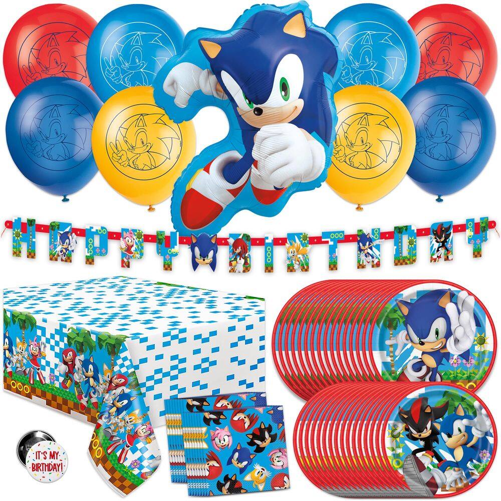 Conjunto de decorações de festa Sonic Birthday Party para 16 crianças