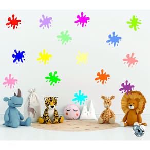 Adesivo Parede Infantil Splashs Coloridos - 15 Unidades