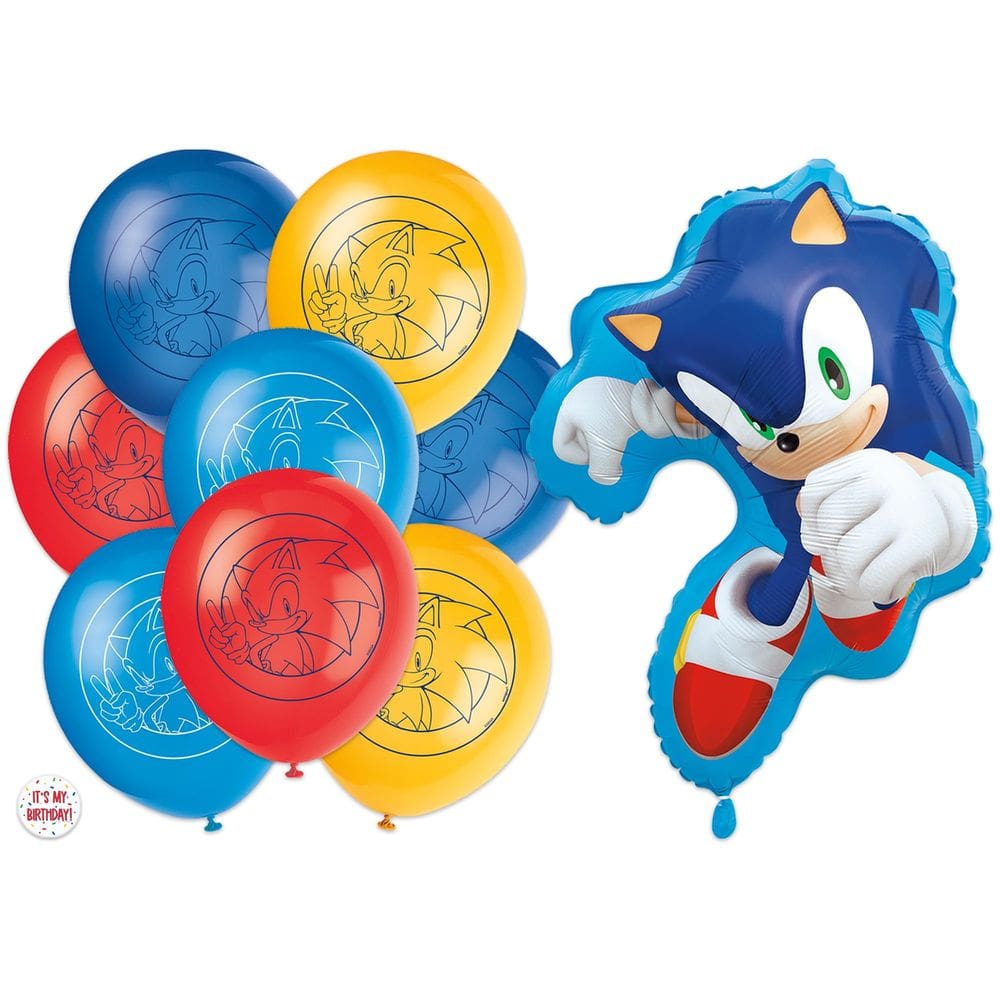 Conjunto de balões exclusivo de látex e papel alumínio Sonic The Hedgehog