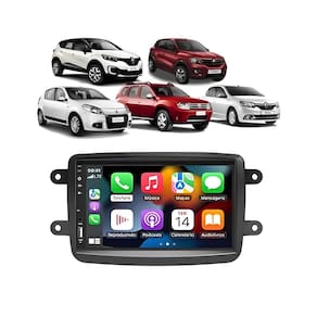 Kit Multimídia Duster 11 / 19 Sandero Logan 15 / 24 7 Pol CarPlay AndroidAuto USB Bt Fm - FirstOption 8100