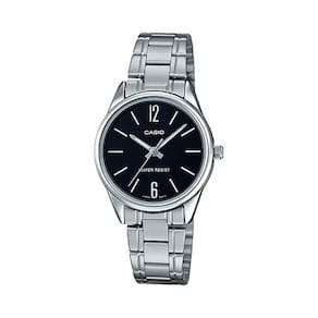 Relógio Feminino Casio Pequeno Prata Com Fundo Preto