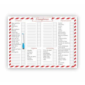 Ímã De Geladeira Planner Lista Compras Vermelho