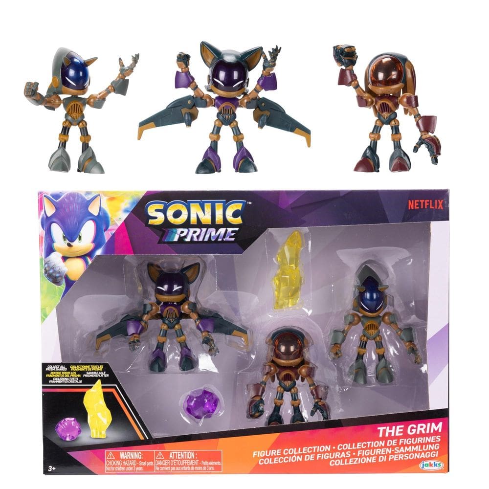 Bonecos de ação Sonic Prime The Grim de 2,5 polegadas e 5 peças