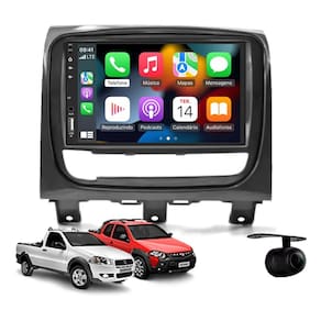 Kit Multimídia Strada Palio Week Siena 12 / 19 Mold Graftite 7 Pol CarPlay AndroidAuto - FirstOption 8100