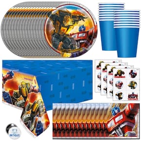 Suprimentos de festa Transformers Birthday serve 16 pessoas com toalha de mesa