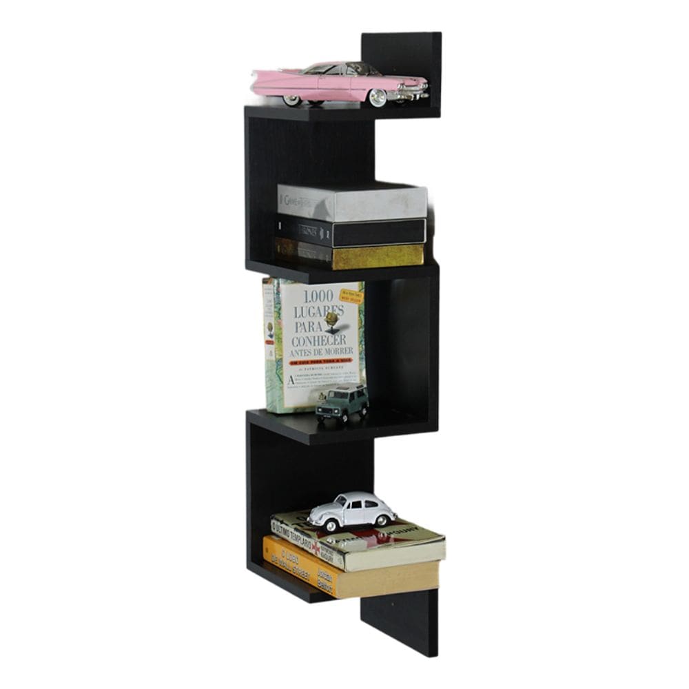 Prateleira Nicho De Canto 20x20x86 Livros Decoração - Preto