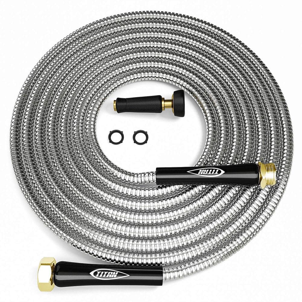 Mangueira de jardim Titan 304 de aço inoxidável 15m flexível 500 PSI