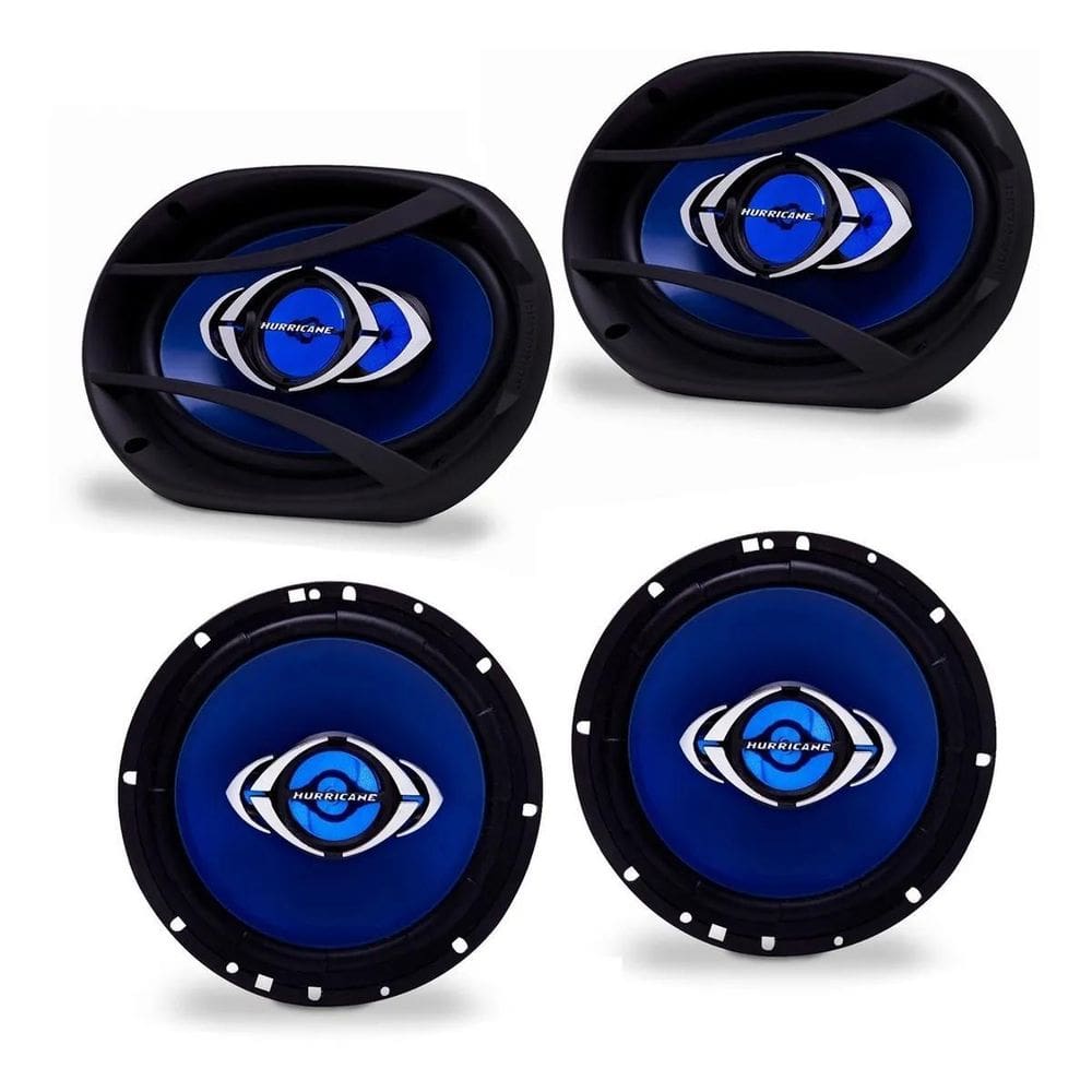Kit Alto Falantes Hurricane 6 e 6x9 310W RMS Preto/Azul