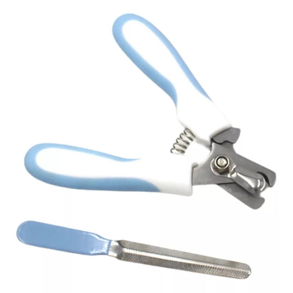 Kit Alicate Para Pet Tesoura Azul Corte De Unhas Cães E Gato