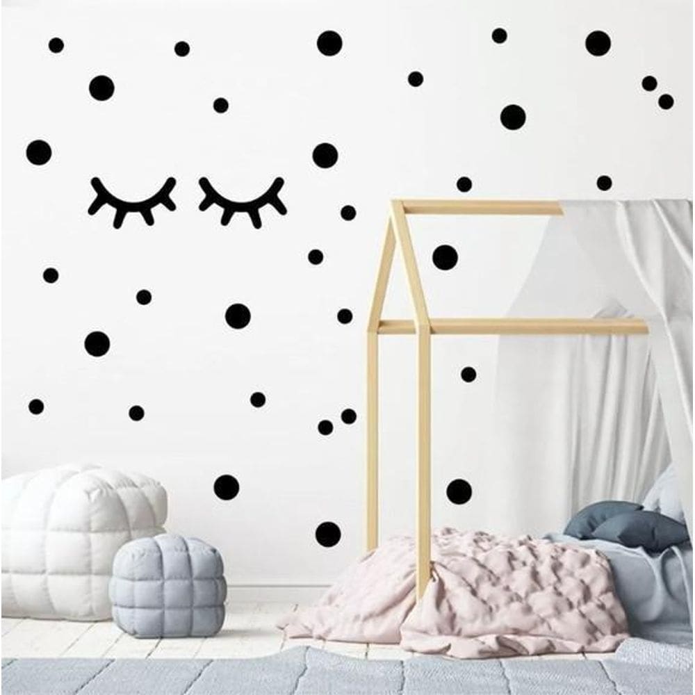 Adesivo Decorativo Bolinhas E Cílios - Adesivos De Parede