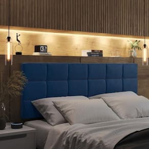 Cabeceira Almofadada Bia Casal 140Cm X 55Cm - Azul