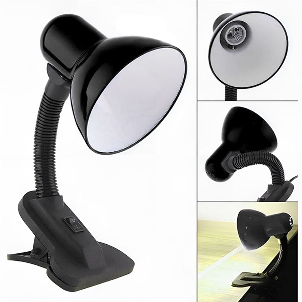 Luminária Articulada Preta com Garra Presilha Bivolt E27 para Escritório e Estudo