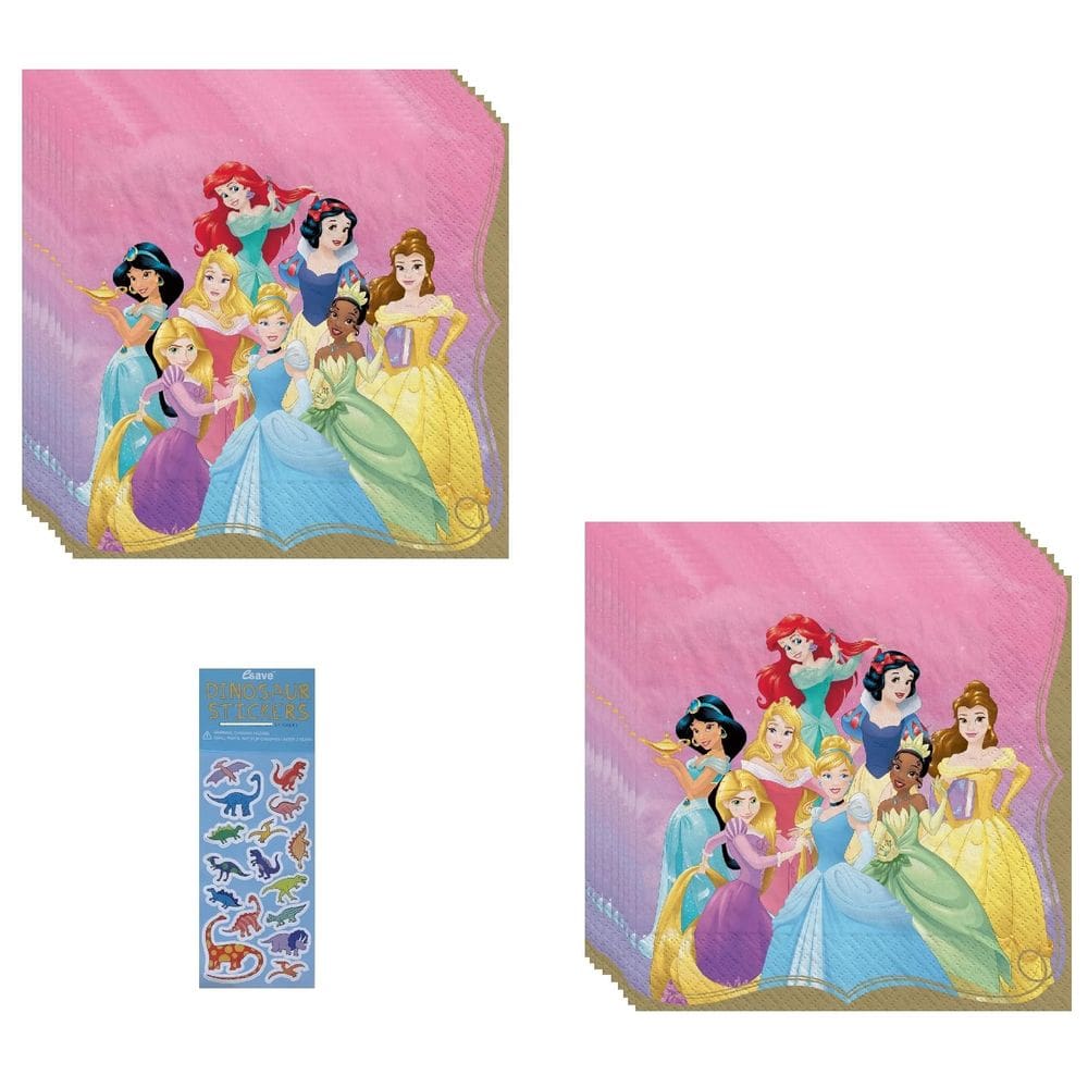 Pacote de suprimentos para festas: 32 guardanapos Disney Princess Birthday