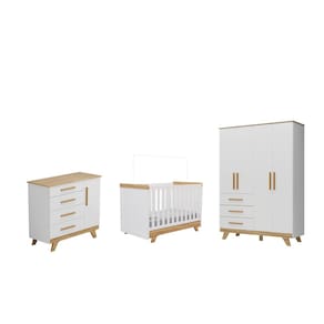 Quarto Completo Bebe Moveis Peroba Retro Ls MDF Berço 3x1