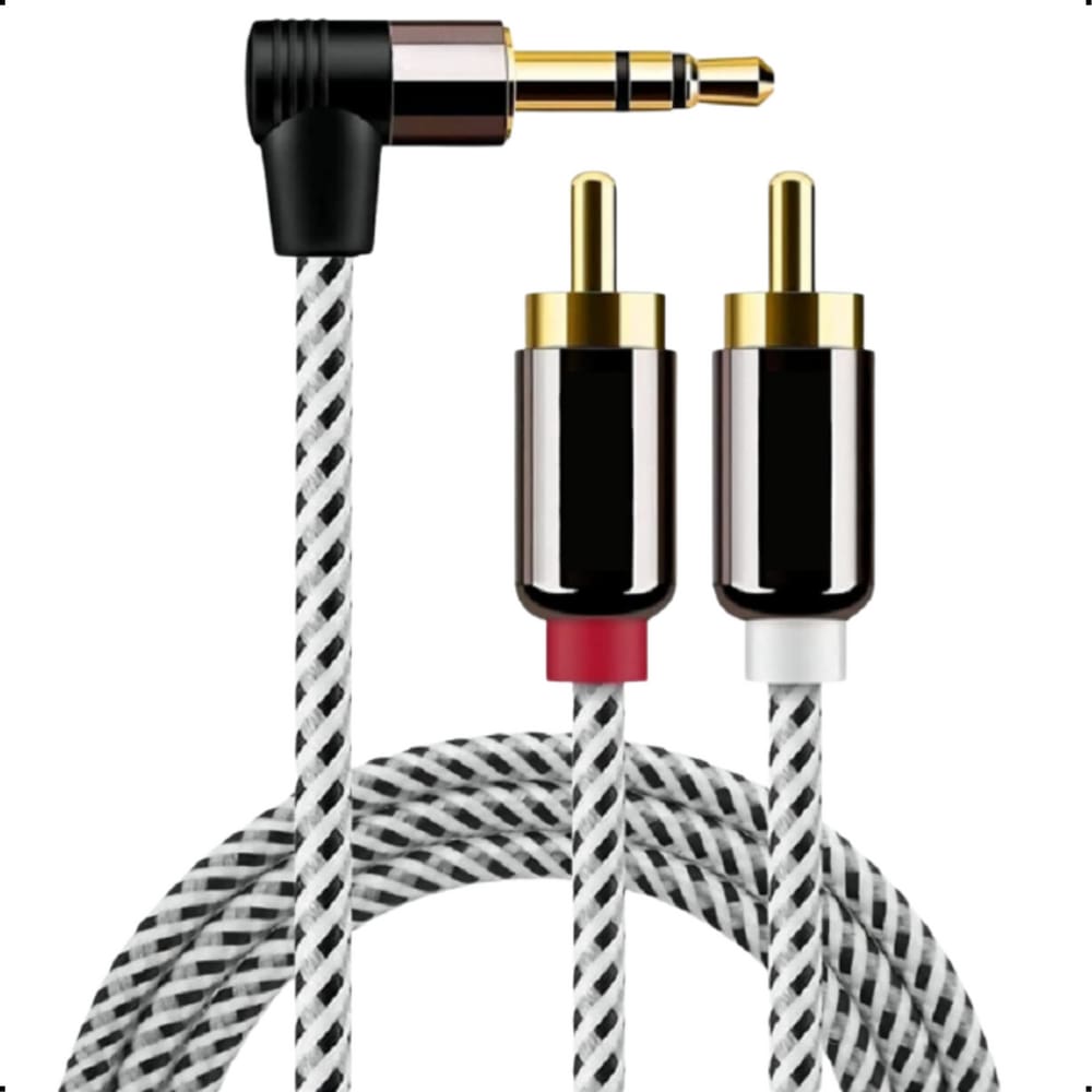 Cabo P2 Macho ângulo 90 graus 3.5mm para 2 RCA Premium 3 Metr
