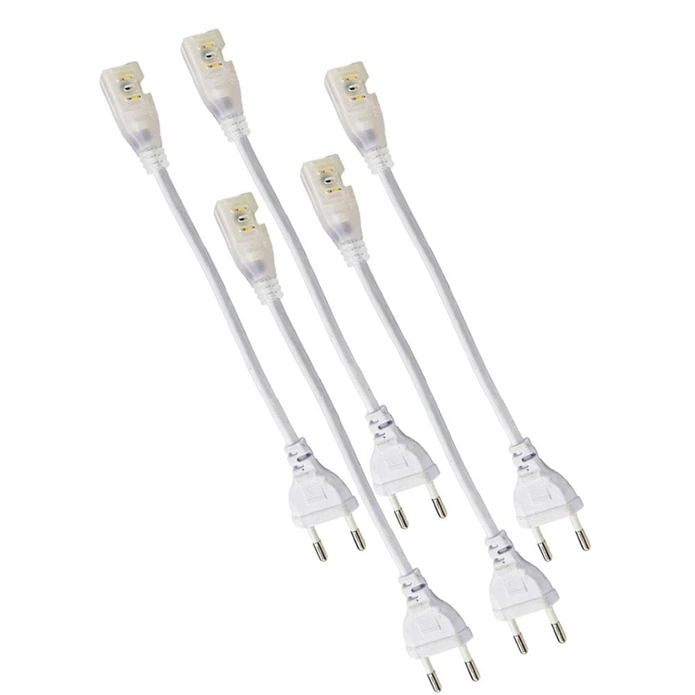 Conector Plug Rabicho Fita de LED 8mm Fonte Kit 5 Unidades Tomada Iluminaçao Perfil Sanca Gesso Teto Rebaixado Decoraçao Casa