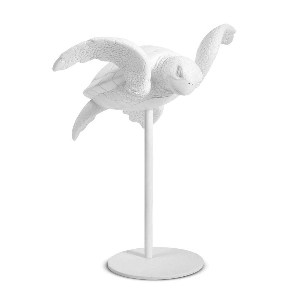 Escultura Decorativa Tartaruga Marinha Nadando Branca em Poliresina 31x25,5cm Mart