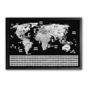 Mapa Mundi De Raspar Raspadinha Bandeiras 73X50 Com Moldura
