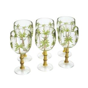 Cj 6 Taças de Acrílico Palm Tree Handpaint 495ml Wolff