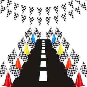Suprimentos para festas Skylety Traffic Cones e Conjunto de bandeiras de corrida
